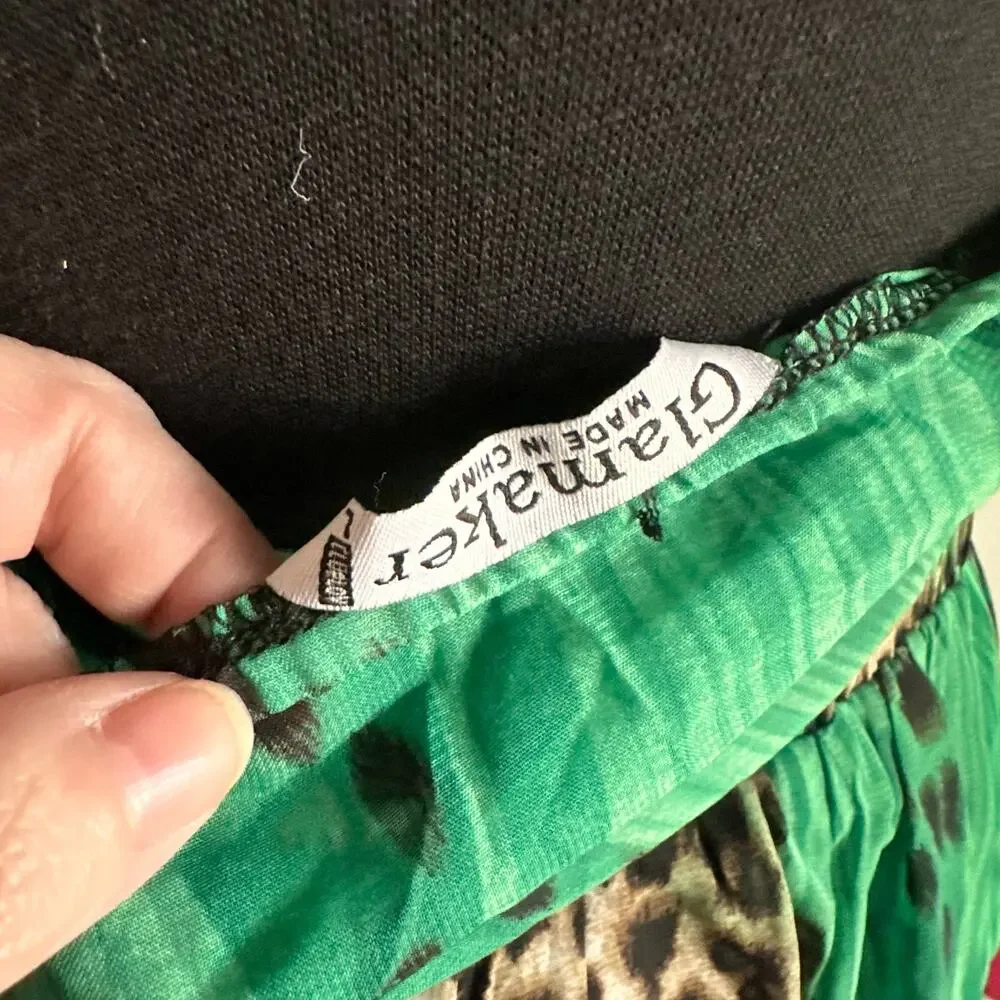 Leopard Green Sexy Dress Sheer Beach Miami Glamaker Size Large NEW WITH TAGS